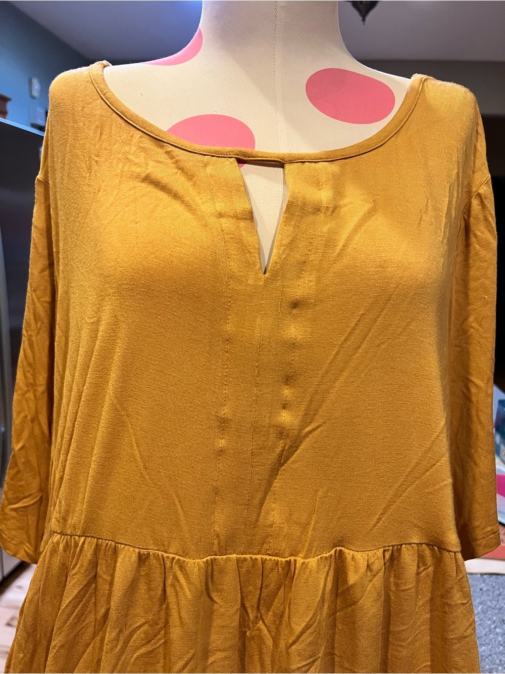 Avenue Mustard Yellow Keyhole Peasant Tunic-Proceeds benefit a cure